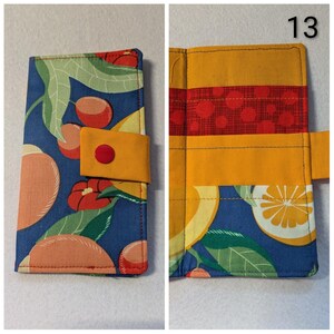 Carteira de tecido para saquinhos de chá: comporta 6 saquinhos de chá, fecho de pressão - cores e padrões prontos - presente com tema de chá, presente de Natal, presente para a família 13 BlueOrange Fruits