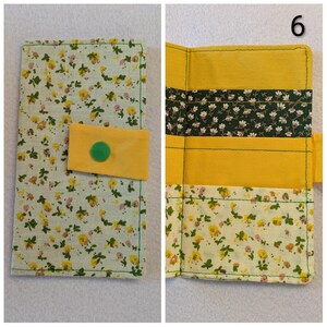 Carteira de tecido para saquinhos de chá: comporta 6 saquinhos de chá, fecho de pressão - cores e padrões prontos - presente com tema de chá, presente de Natal, presente para a família 6 YellowGreen Floral