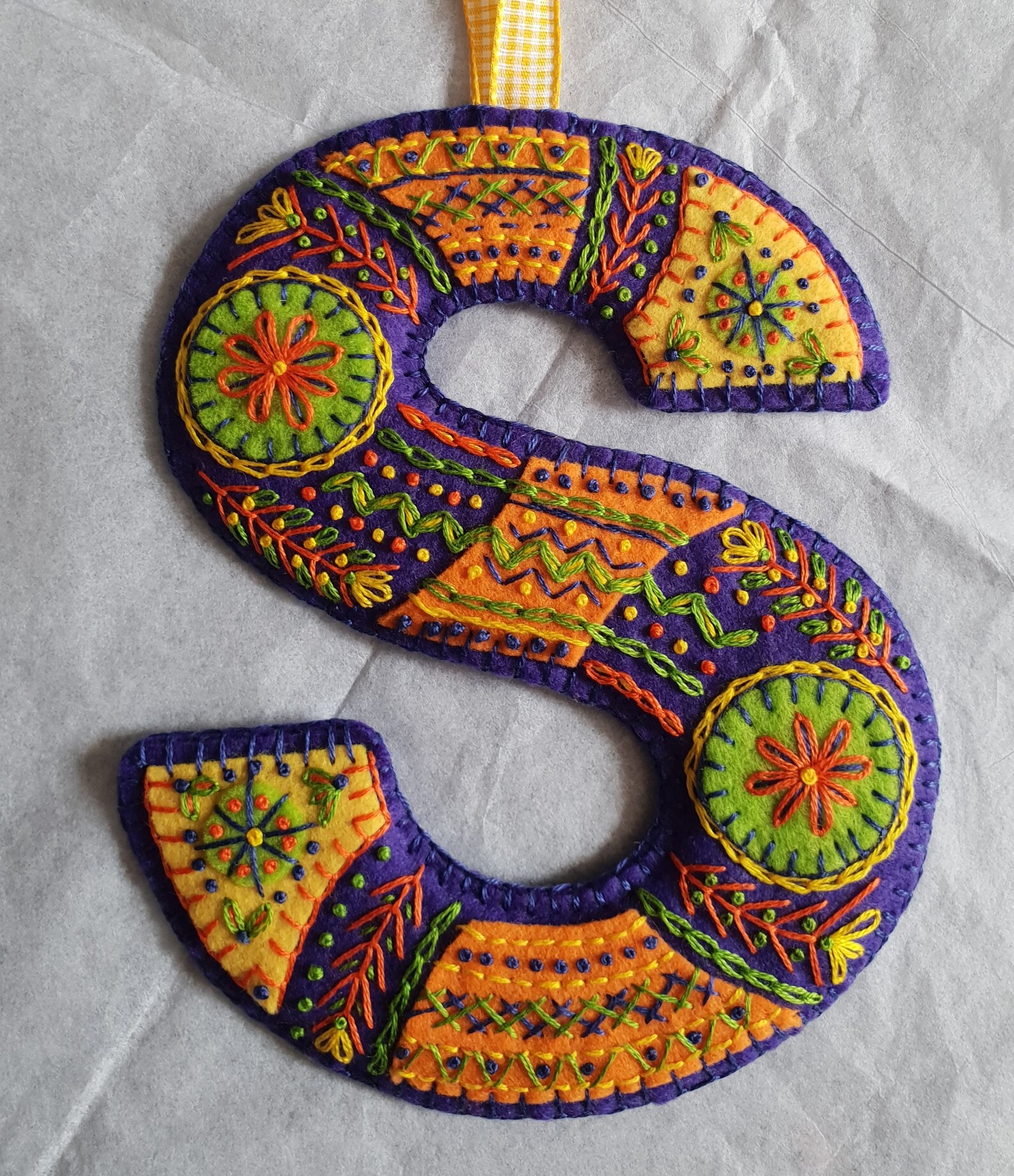 Hand Embroidered Felt Alphabet Ornaments All Letters Etsy