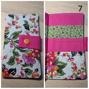 Carteira de tecido para saquinhos de chá: comporta 6 saquinhos de chá, fecho de pressão - cores e padrões prontos - presente com tema de chá, presente de Natal, presente para a família 7 White Pink Flowers