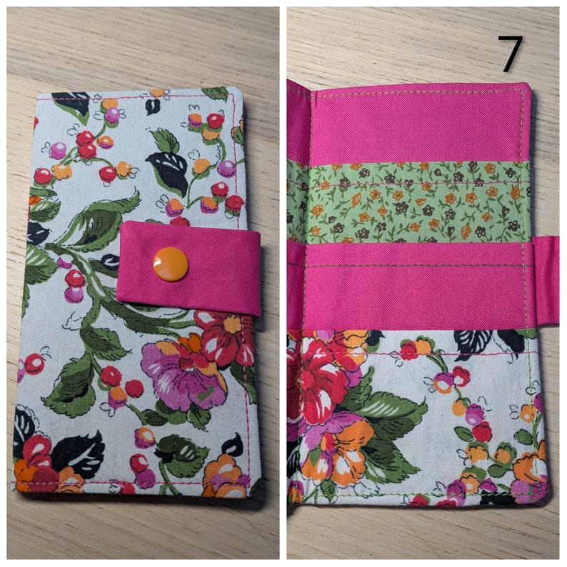 Carteira de tecido para saquinhos de chá: comporta 6 saquinhos de chá, fecho de pressão - cores e padrões prontos - presente com tema de chá, presente de Natal, presente para a família 7 White Pink Flowers