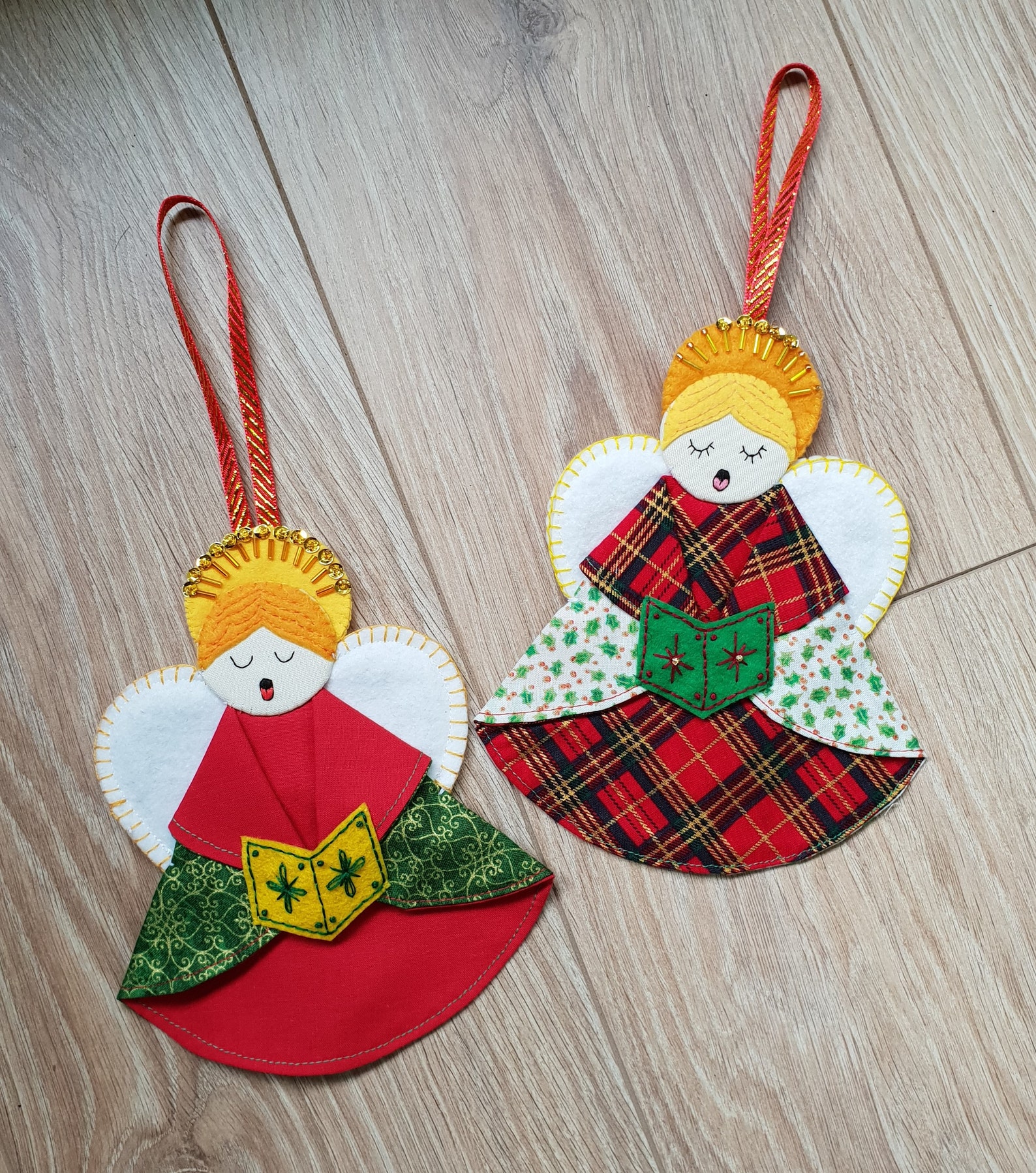 Fabric Angel Christmas Ornament With Sequin & Bead Details Etsy