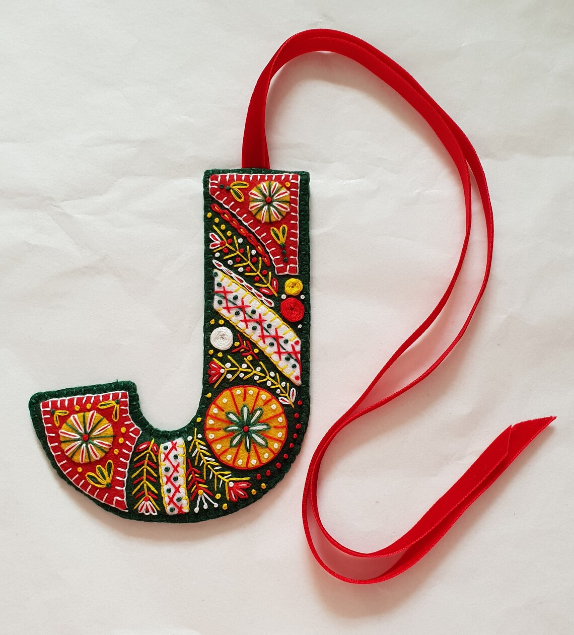 Hand Embroidered Felt Alphabet Ornaments All Letters Etsy