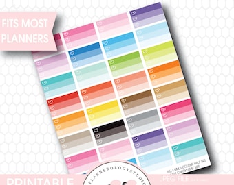 Multicolour Half Size Heart Checklist Box Printable Planner Stickers | JPG/PDF/Silhouette Compatible Cut Files
