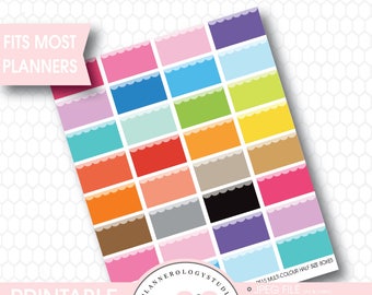 Multicolour Straight Edge Half Size Box Printable Planner Stickers | JPG/PDF/Silhouette Cut Files