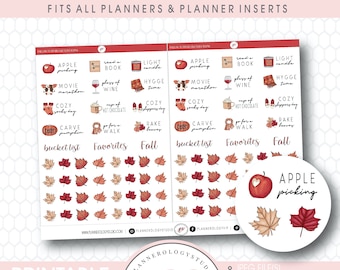 Herfst/herfst bucketlistpictogrammen en script | Folie klaar digitale afdrukbare planner stickers | JPG/PDF/Gratis gesneden bestand/ | Bujo Bullet Journal-stijl