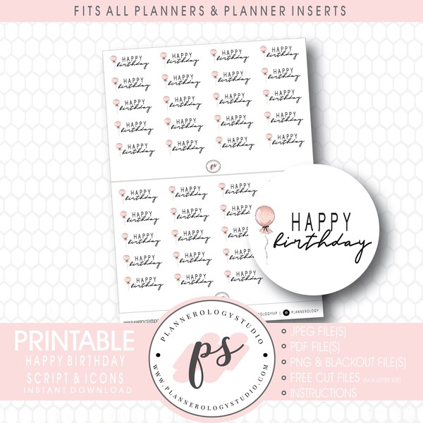 Happy Birthday Stickers Printable - Etsy