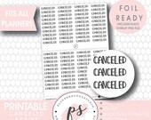 Canceled Script Foil Ready Digital Printable Planner Stickers | JPG/PDF/Free Cut File/Black Overlay | Bujo Bullet Journal