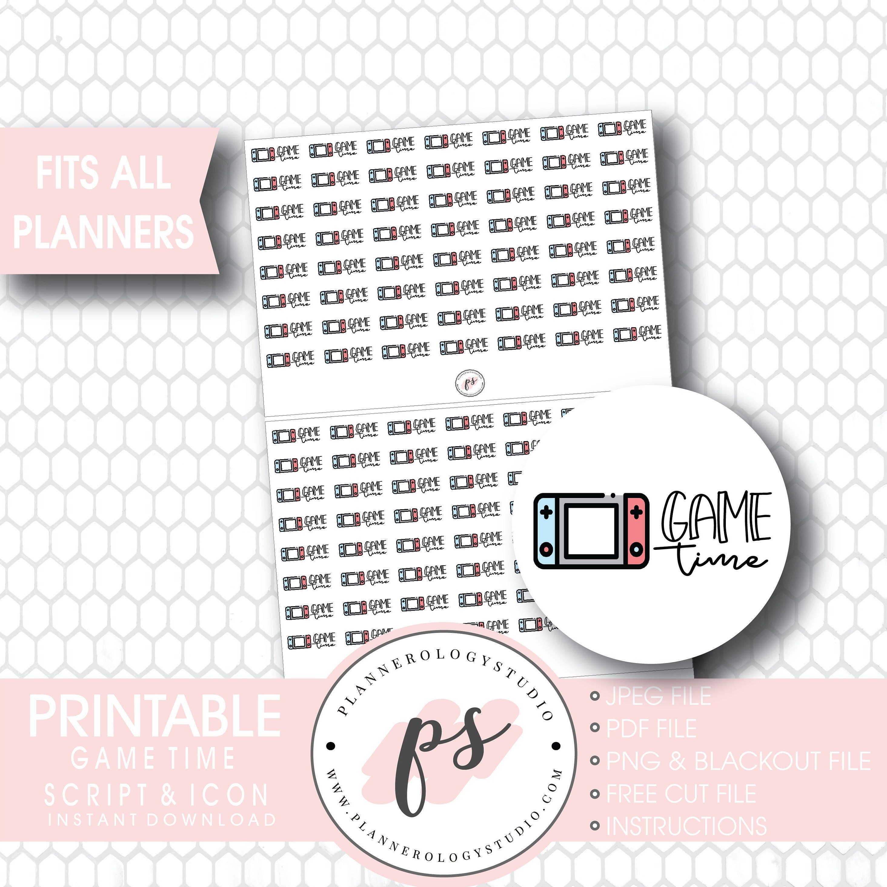 game time script icon digital printable planner stickers etsy ireland