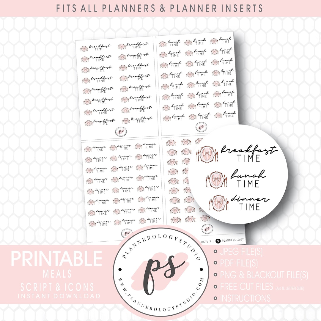 Various Meals (breakfast, Lunch and Dinner Time) Script & Icons Digital ...