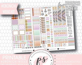 Hello Spring Full Weekly Kit Hobonichi Weeks Digital Printable Planner Stickers | JPG/PDF/Free Cut Files