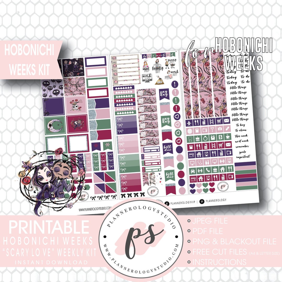 Scary Love (valentine's Day) Full Weekly Kit Hobonichi Weeks Digital ...