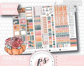 Fall Breeze Full Weekly Kit Hobonichi Weeks Digital Printable Planner Stickers | JPG/PDF/Free Cut Files