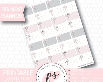 Bow Paperclip Bow Clip Half Box Printable Planner Stickers | JPG/PDF/Free Cut File
