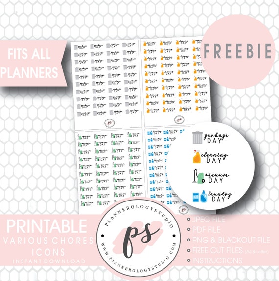 Paper, Party &amp; Kids JPG/PDF/Free Cut File Bujo Bullet Journal Cleaning ...