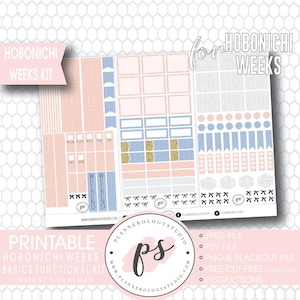 Hobonichi Weeks Functional & Basics Digital Printable Planner Stickers Kit | JPG/PDF/Free Cut Files