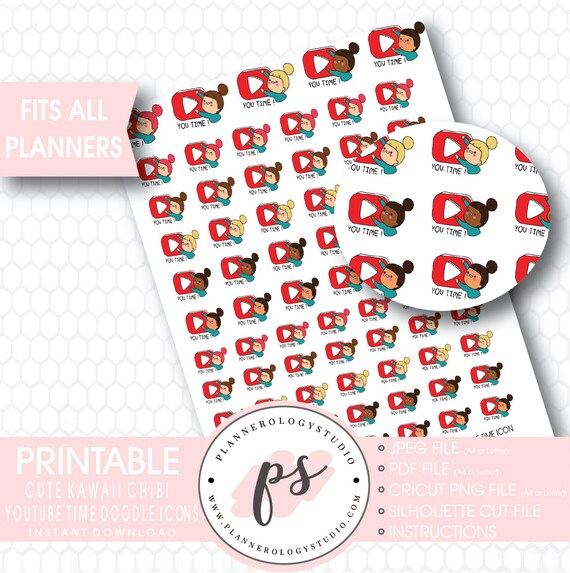 Download Youtube Time Icon Printable Planner Stickers Kawaii Cute ...