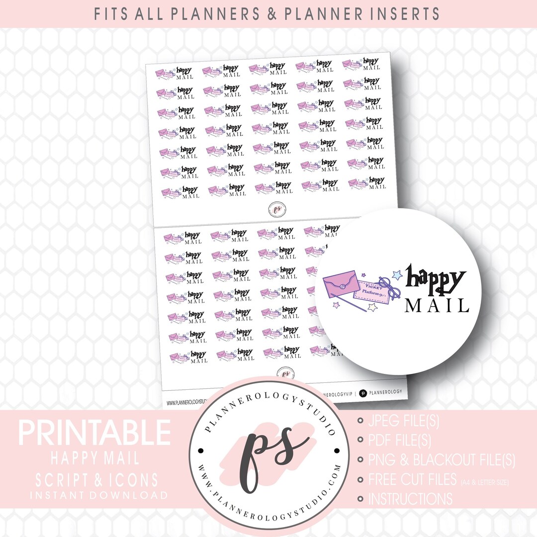 Mail Script Decal Ribtable Happy Mail (wizard School Inspired) Script & Icons Digital Printable ...