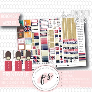 Hello London Hobonichi Weeks Cyfrowy Planer Naklejki Do Wydruku Tygodniowy Zestaw | JPG/PDF/Pliki Do Darmowego Cięcia