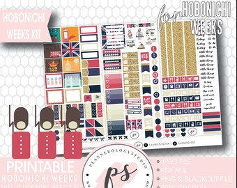 Hello London Hobonichi Weeks Digital Printable Planner Sticker Weekly Kit  | JPG/PDF/Free Cut Files