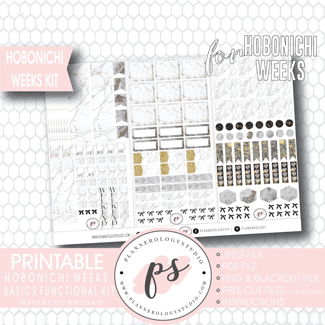 Hobonichi Weeks Functional & Basics Digital Printable Planner Stickers ...