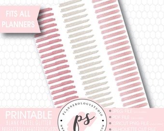 Pastel Glitter Brushstroke Blank Headers Bujo Printable Planner Stickers | JPG/PDF/Free Cut File