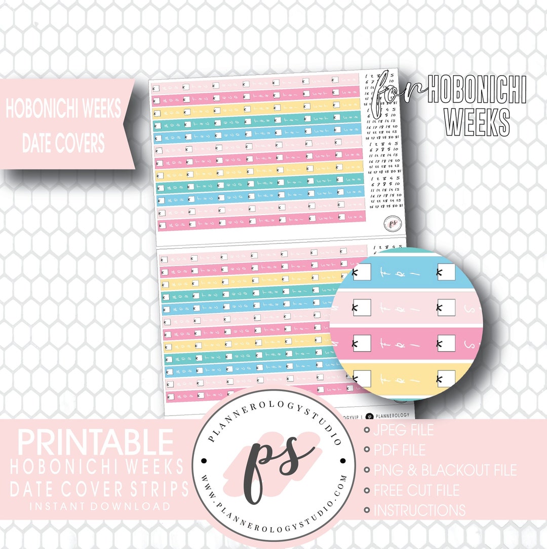 Hobonichi Weeks Spring Colours Date Cover Strips Digital Printable ...