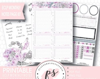Cinderella Monthly Notes Page Kit Printable Planner Stickers (for Erin Condren ECLP) | JPG/PDF/Silhouette Cut File