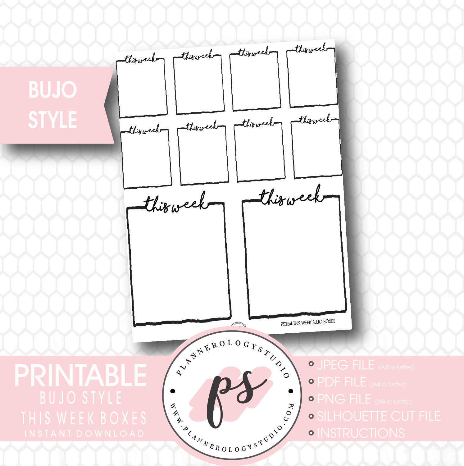 bullet journal bujo this week boxes printable planner stickers etsy