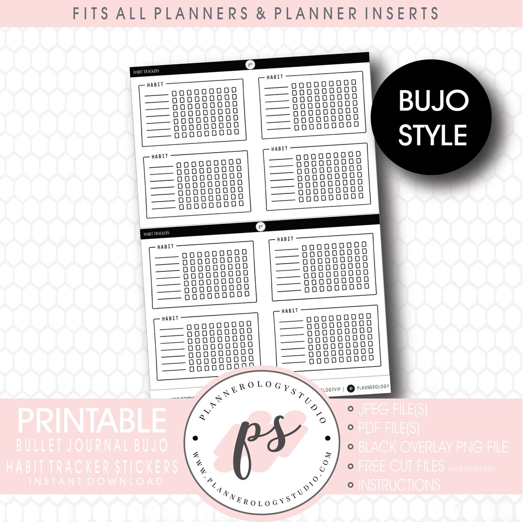 Habit Tracker Bujo Bullet Journal Style Digital Printable Planner ...