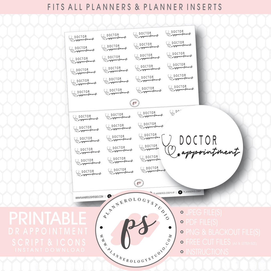 Doctor Dr Appointment Script & Icons Digital Printable Planner - Etsy