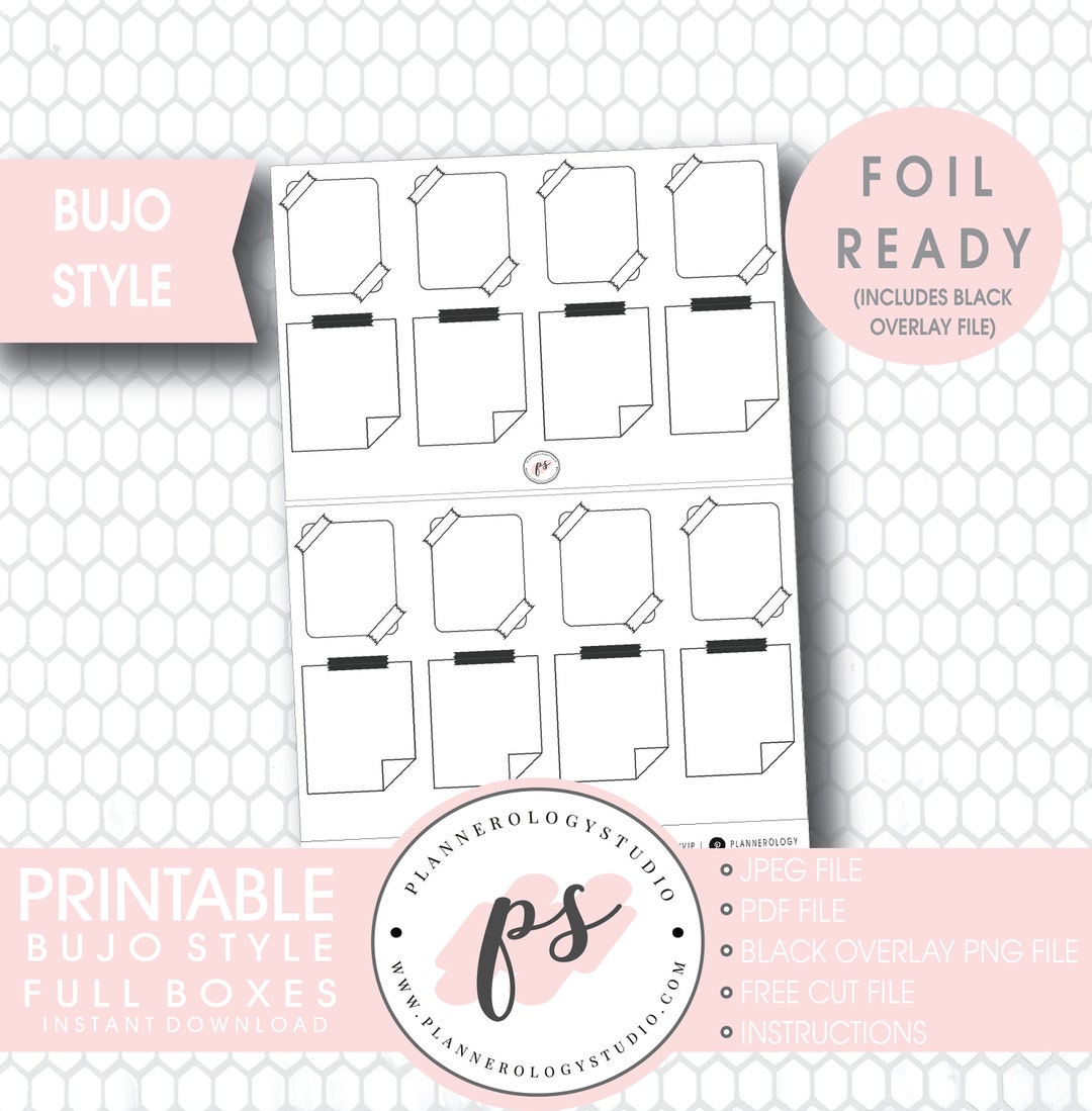 Foil Ready Bujo Bullet Journal Style Full Boxes Digital Printable