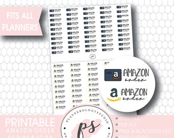 Amazon Order Script & Icon Digital Printable Planner Stickers | JPG/PDF/Free Cut File | Bujo Bullet Journal