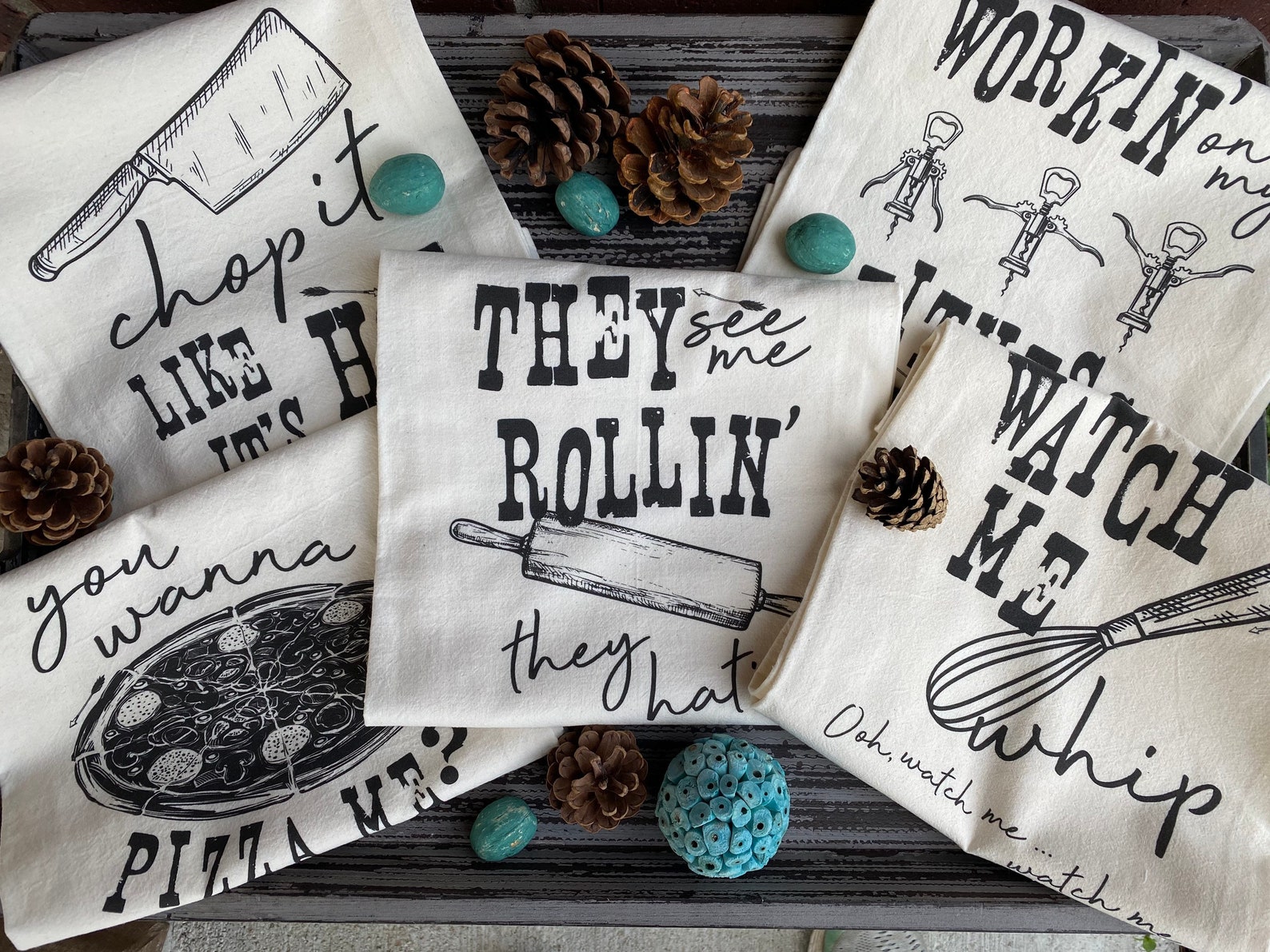 Funny Flour Sack Kitchen Towel | Novelty Dish Decor