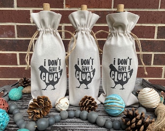 I Don't Give a Cluck | Canvas Wine Bottle Bag