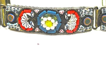 Micro-Mosaic 1/4" Wide 5 Link Bracelet Made in Italy c1950s