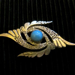 Vintage 800 Silver Southwestern Brooch with Faux Turquoise - c1920