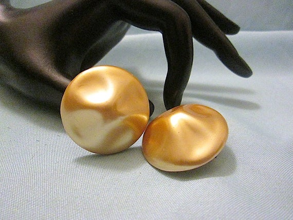 Large Vintage Pinched button Clip Gold Tone Earrings 1950s Etsy