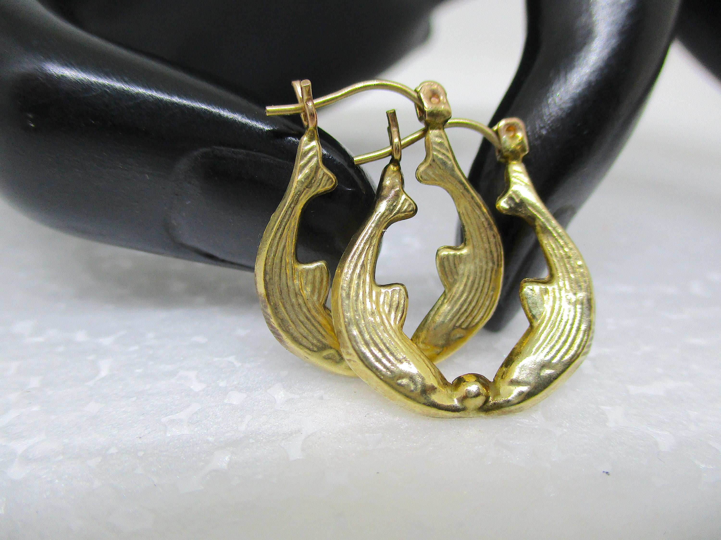 Gold Kissing Dolphin Earrings