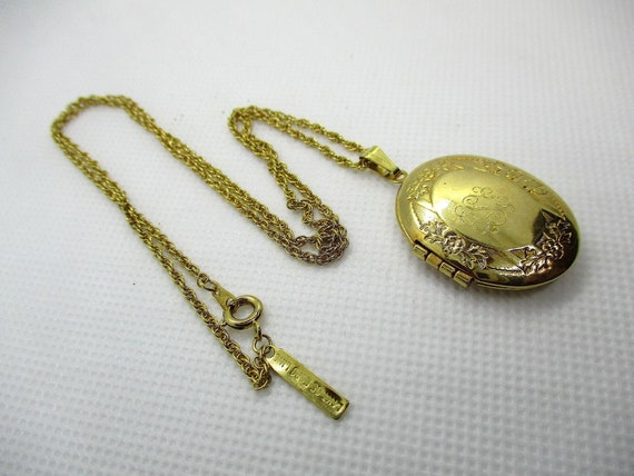 Vintage Designer 14K GE ESPO Double Monogramed Picture Locket W