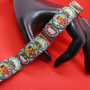 SALE! Vintage Italian Micro-Mosaic 5 Panel Bracelet ~ Glass Mosaic Tiles! ~ Work of Art! c1940s Mosaic Jewelry Collectible ~