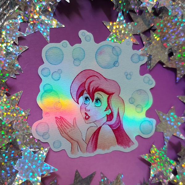 Meerjungfrauen haben mehr Spaß - Arielle inspirierte holografische Vinyl Sticker