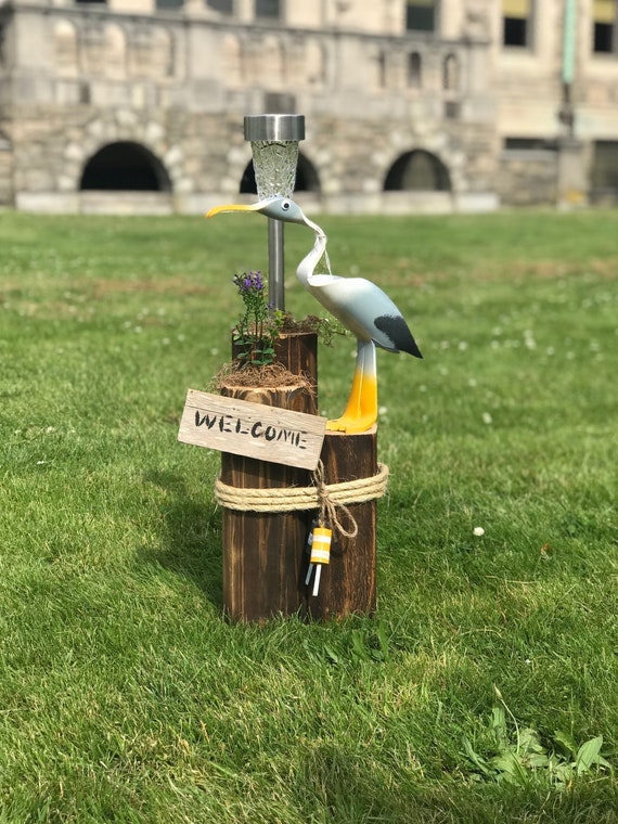 Solar Light Welcome Garden Patio Decor With Pvc Pipe Bird Etsy