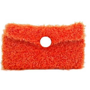 Travel trinket case, Jewellery roll in soft orange yarn, Unique plush pouch purse organiser necklace holder, Travel accessory