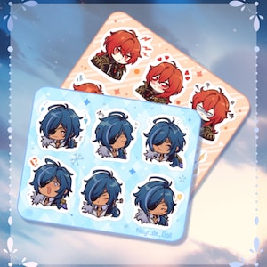 2 x 6 mini stickers emoji Luckae, Genshin