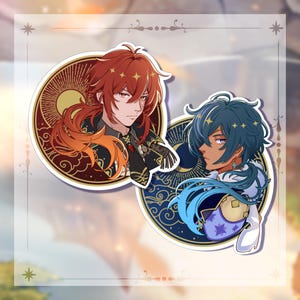 Pegatinas doradas de Luckae &quot;Sol y Luna&quot; de Genshin