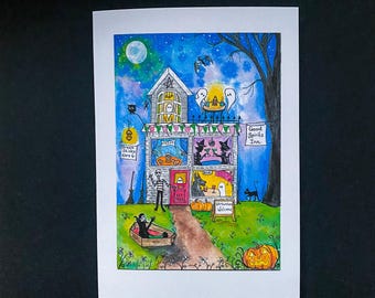 Good Spirits Inn art card, gothic blank card, made in the uk