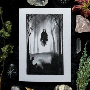 Carte Faucheuse dans les bois, carte d'art vierge, carte de voeux
