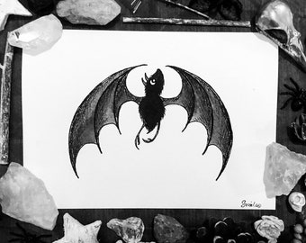 Bat Giclee Print: Gothic Halloween Art, A5