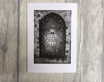 Romantic Ghost Greetings Card, Gothic Anniversary Card, Made in UK
